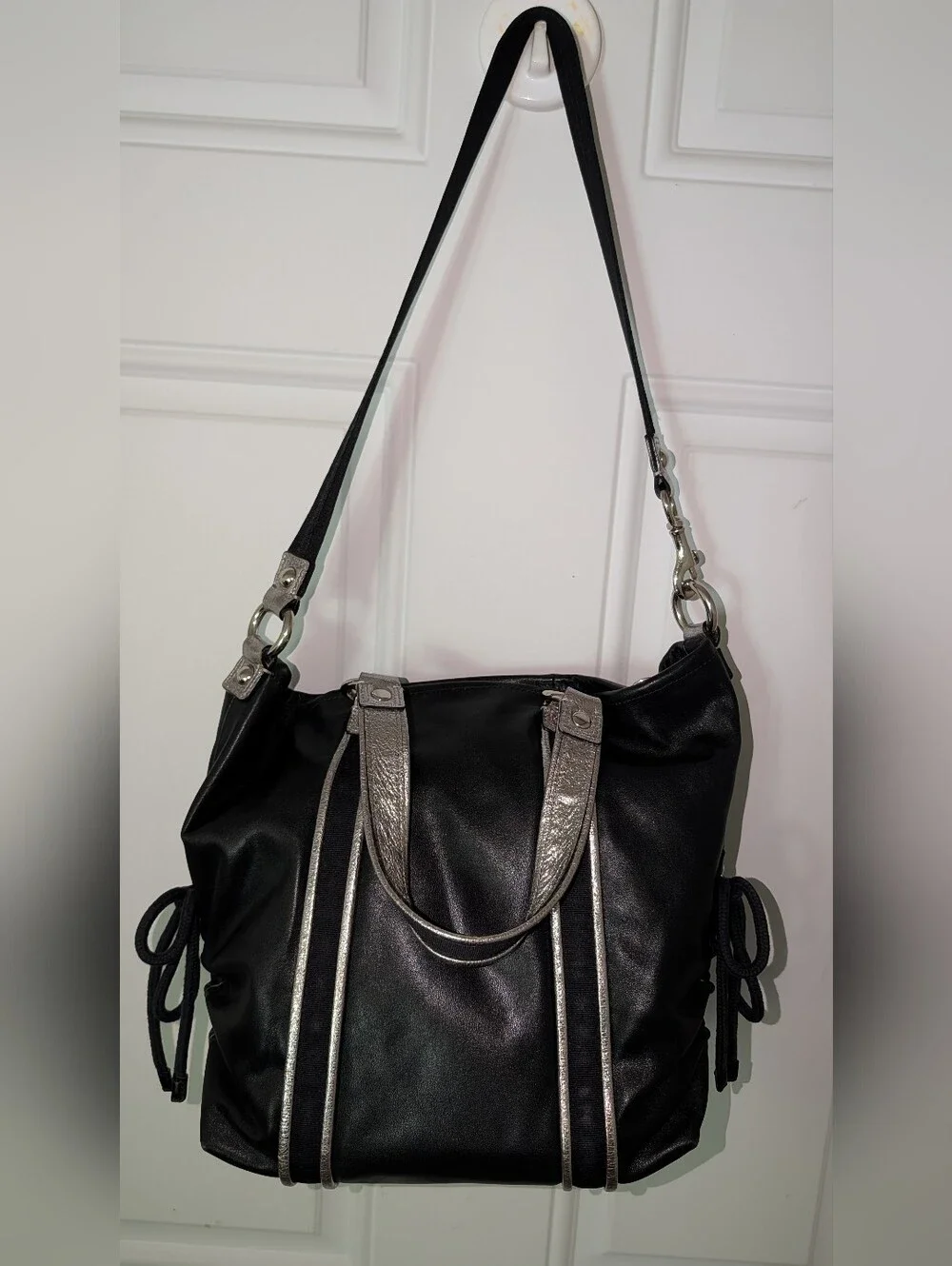 Coach Poppy Spotlight Glam Leather Tote Black With Dust Storage Bag VGUC
